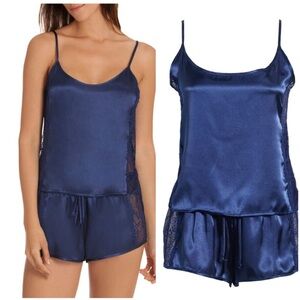 Luxurious Midnight Blue Satin Pajama Set